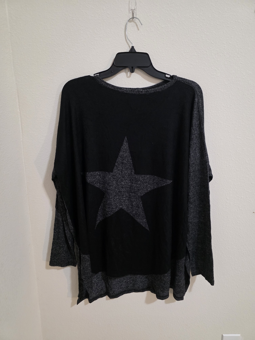 Go Couture Black Sweater with Gray Star Accent